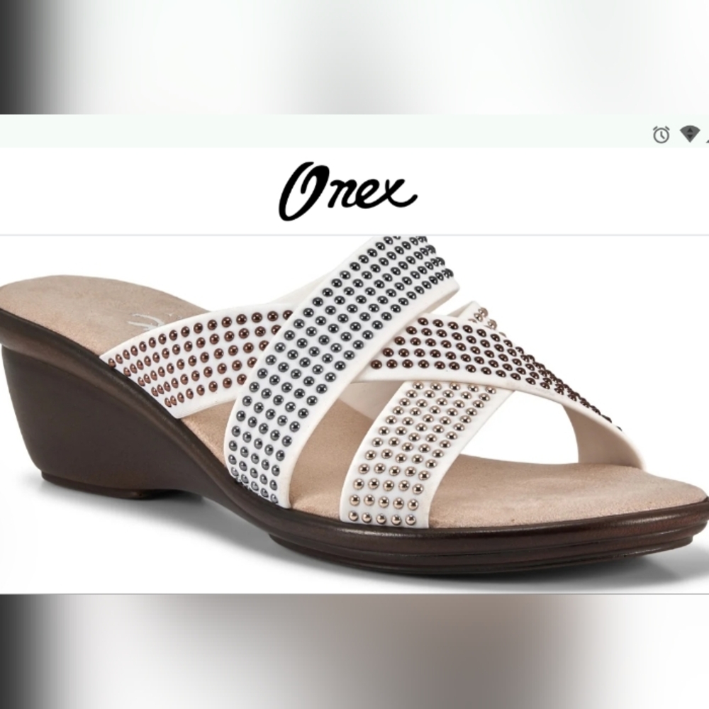 NEW Onex Women's White Studded Sandals - Picture 6 of 7